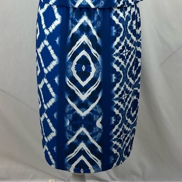 Chico’s Blue Tie Dye Party Cruise Coastal  Grandma Dress NWOT Size 8 - Picture 8 of 16